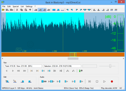 تقطيع الملفات في برنامج Mp3DirectCut