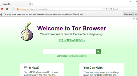 صورة واجهة استخدام متصفح تور