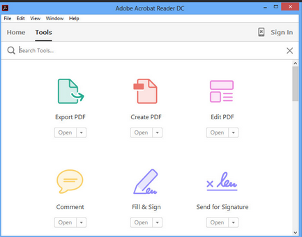 صورة من ادوات برنامج Adobe Acrobat Reader