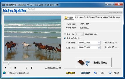 صورة من شاشة برنامج Boilsoft Video Splitter